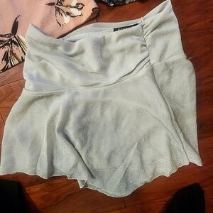 Refuge Green Asymmetrical Ruched Skater Mini Skirt